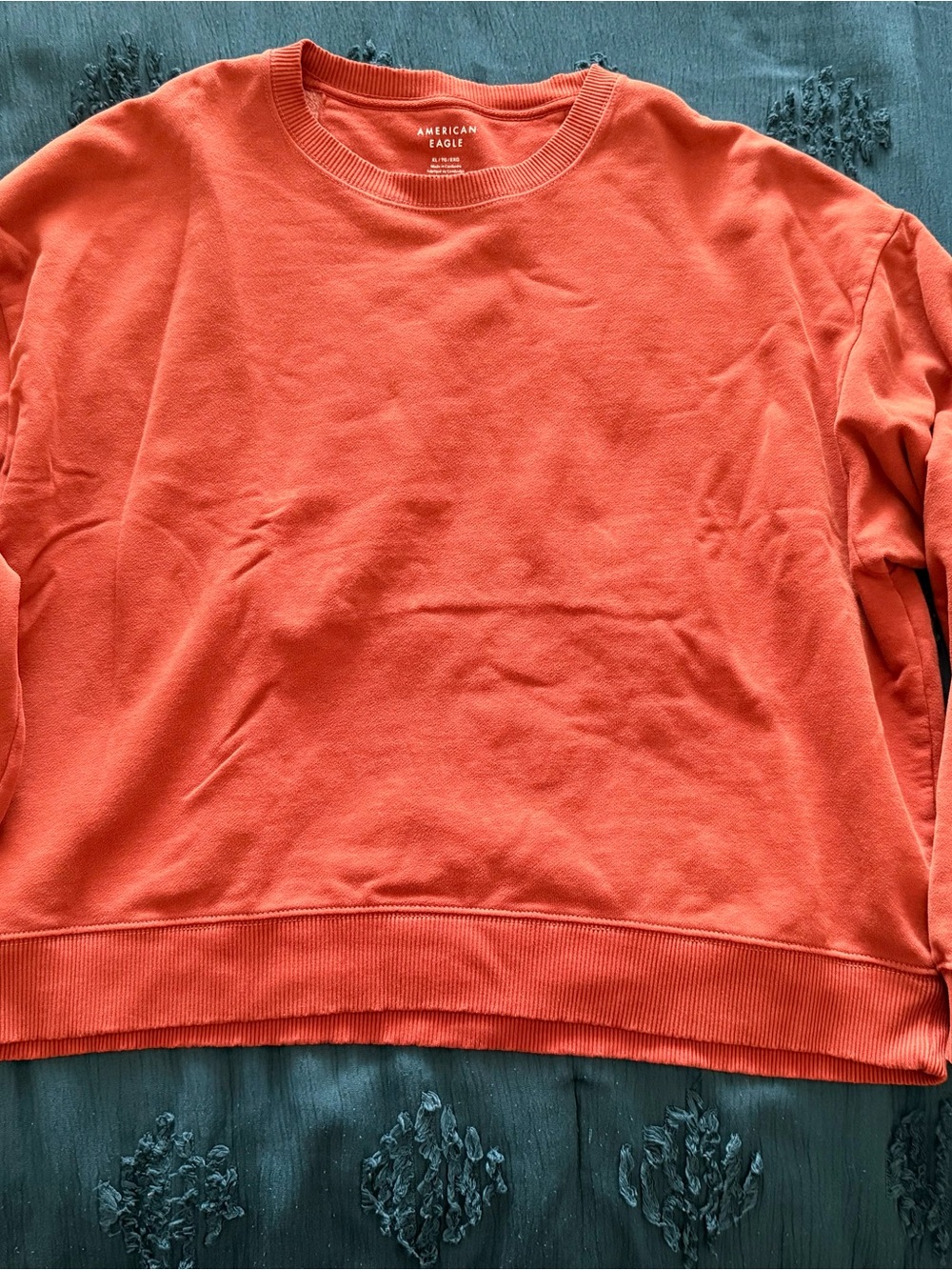 American Eagle Outfitters Orange Cropped Crewneck Pull Over Sweatshirt